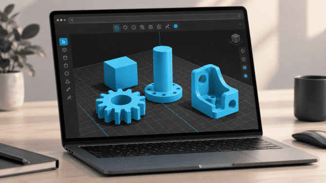 Jednoduchý jako Tinkercad, ale umí víc. Tento 3D editor je zdarma, bez registrace a přímo v prohlížeči
